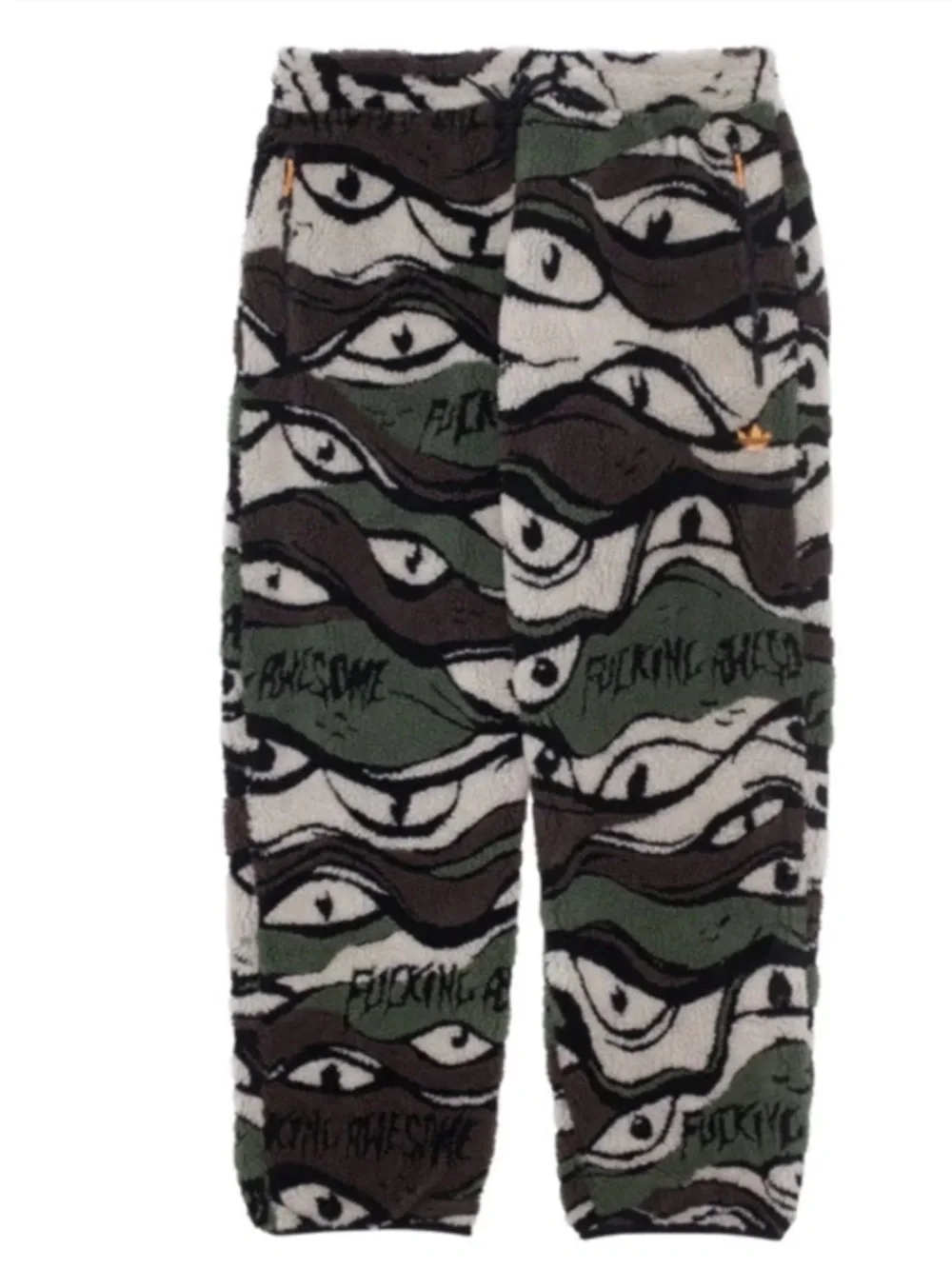 FA X Adidas Jason Dill Eye/Camouflage , Orange Zip & Sherpa Joggers Size XLarge